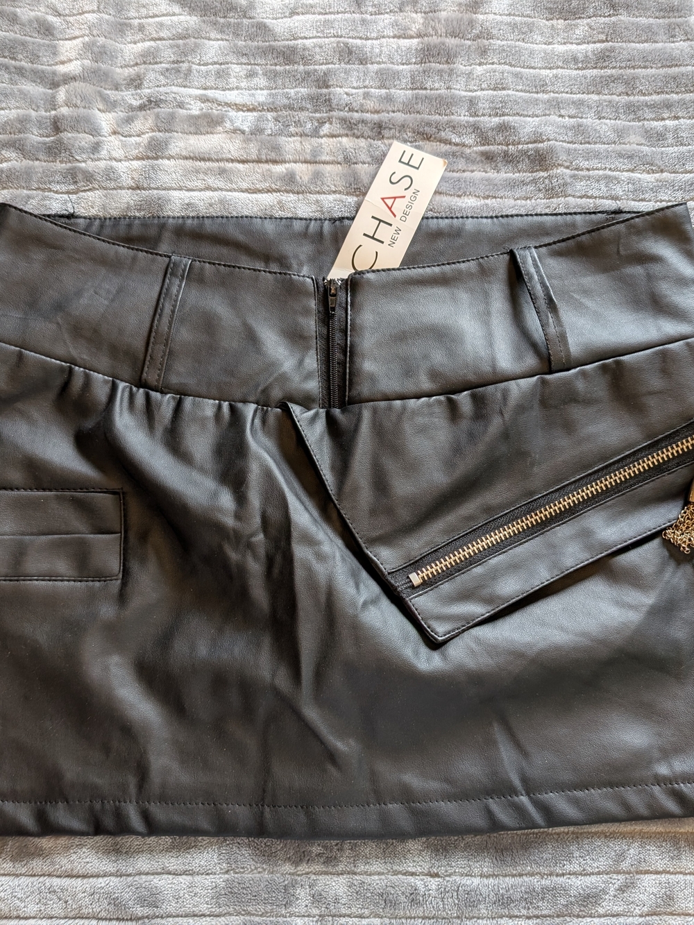 Chase New Design Black Faux Leather Mini Skirt